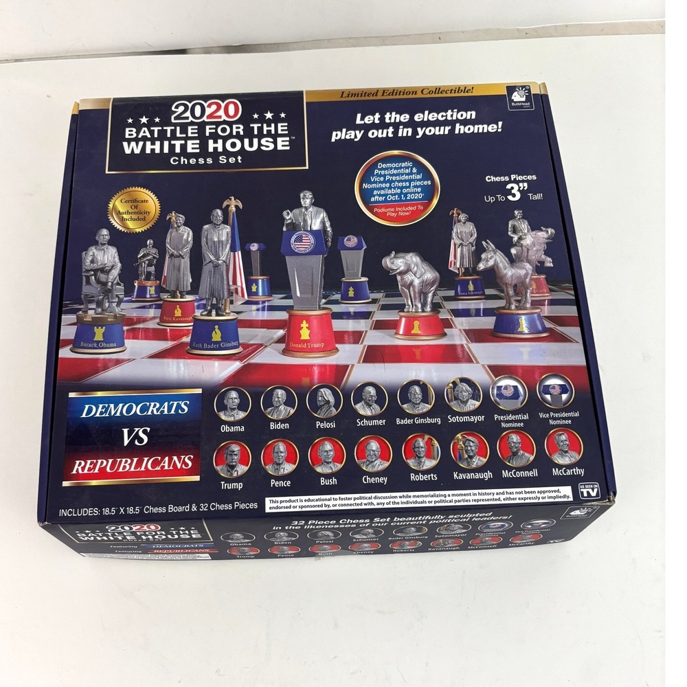 BulbHead 2020 Battle for White House Chess Set Complete Trump 32 Pieces